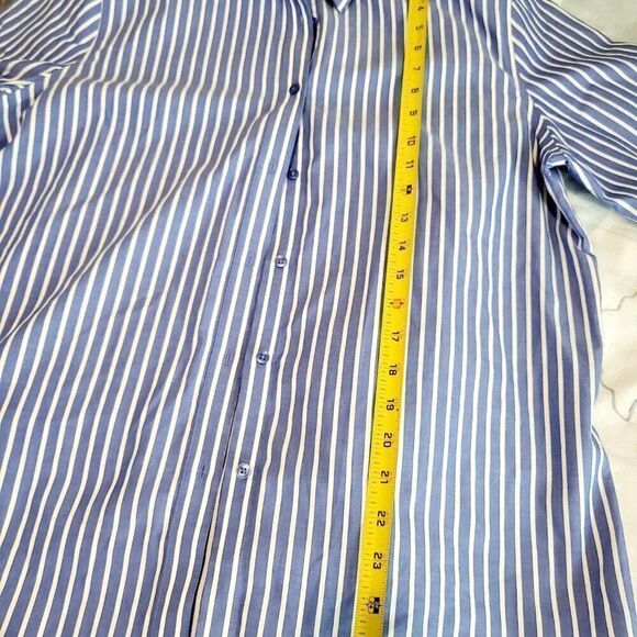 Easy Care Cotton Stripe Print Point collar Short sleeve Button Front shirt Size - Picture 4 of 14